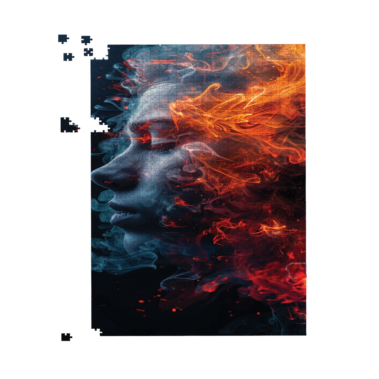 Fiery Mindscape: Portrait In Flames Jigsaw Puzzle