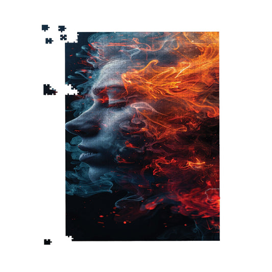 Fiery Mindscape: Portrait In Flames Jigsaw Puzzle
