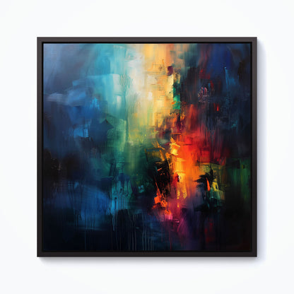 Colourful Chaos: Urban Dreamscape Framed Canvas