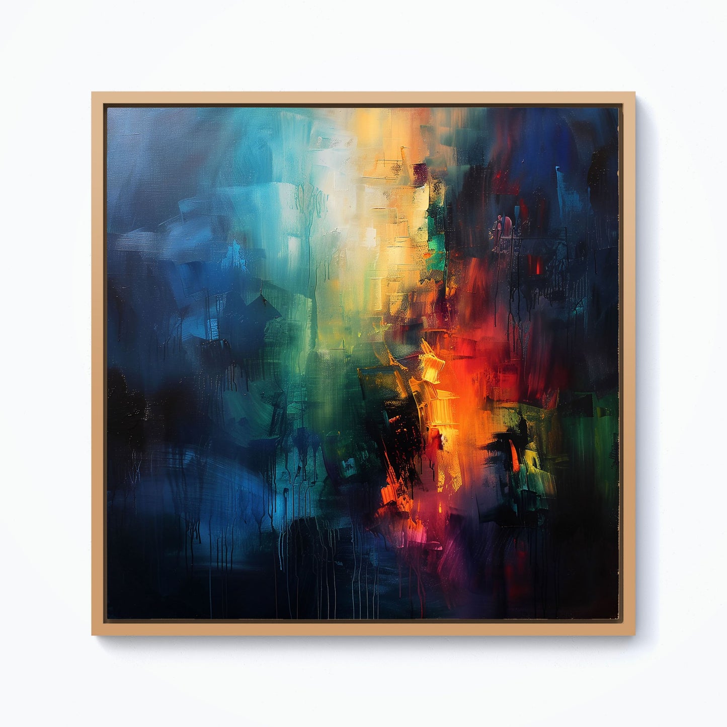 Colourful Chaos: Urban Dreamscape Framed Canvas