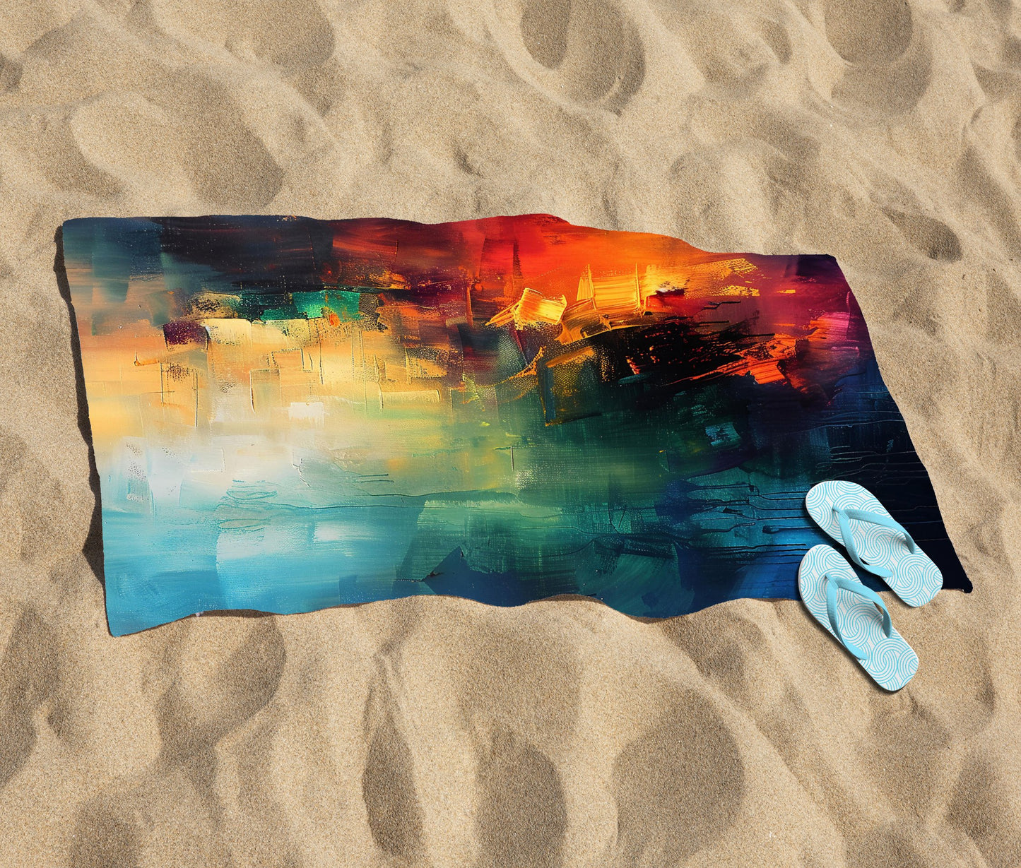 Colourful Chaos: Urban Dreamscape Beach Towel