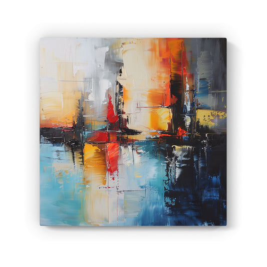 Reflective Splendour: City In Abstract Canvas