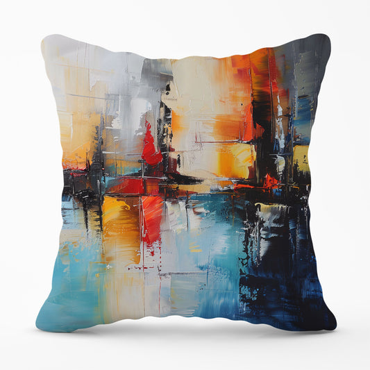 Reflective Splendour: City In Abstract Cushions