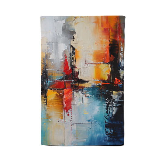 Reflective Splendour: City In Abstract Tea Towel