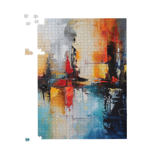 Reflective Splendour: City In Abstract Jigsaw Puzzle