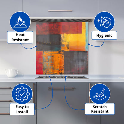 Golden Blocks Of Abstract Kitchen Splashback