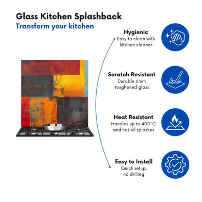 Golden Blocks Of Abstract Kitchen Splashback