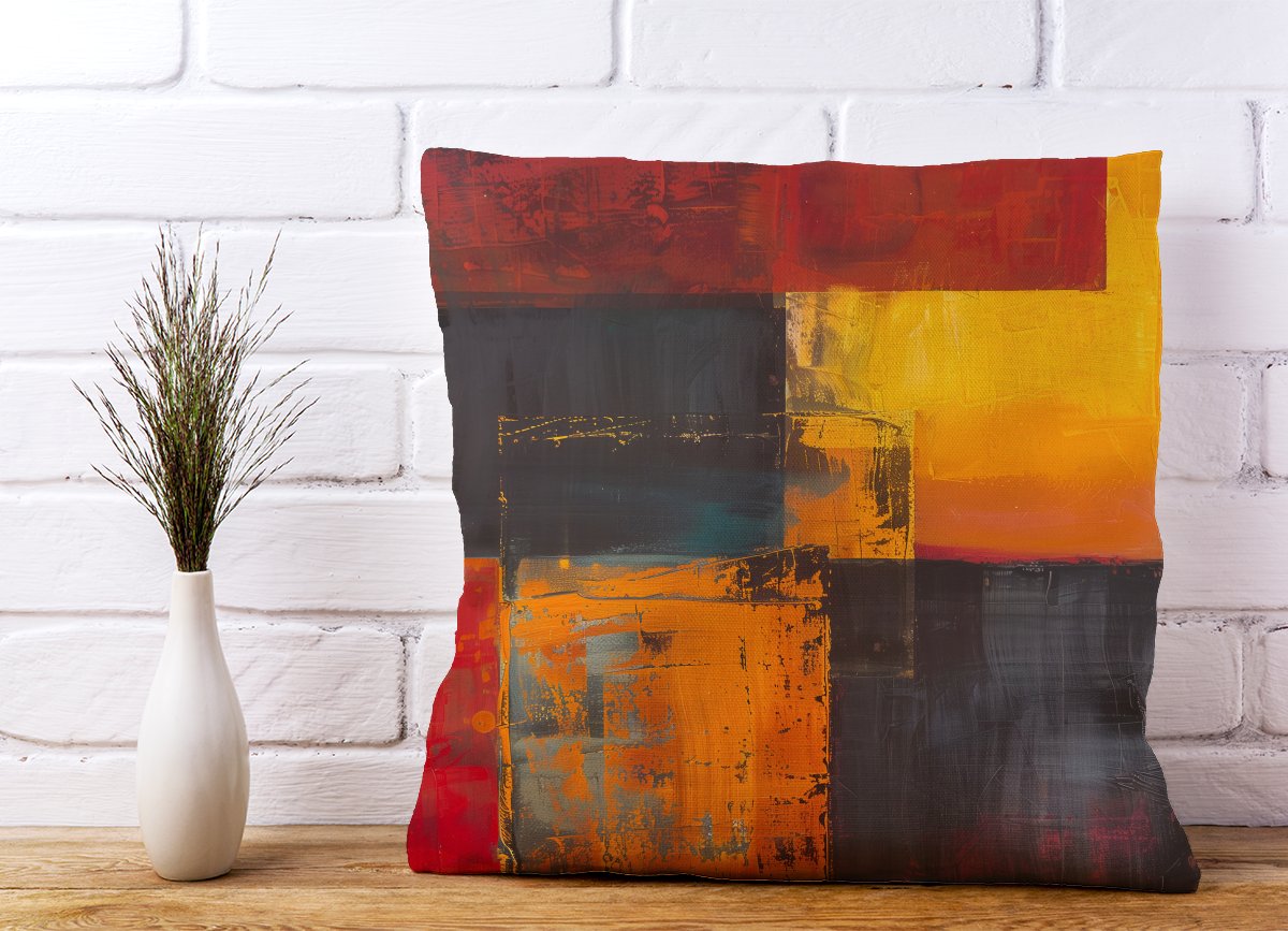 Golden Blocks Of Abstract Cushions