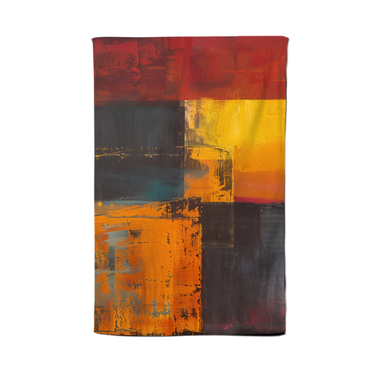 Golden Blocks Of Abstract Tea Towel