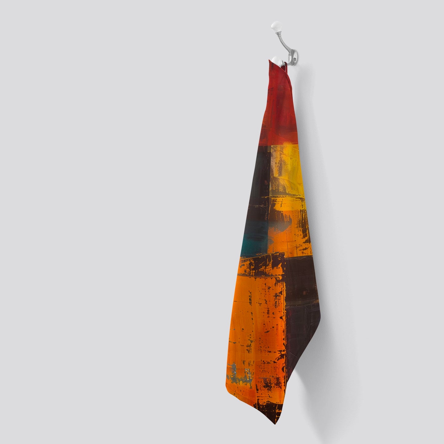 Golden Blocks Of Abstract Tea Towel