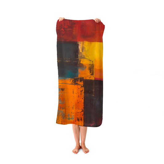 Golden Blocks Of Abstract Beach Towel