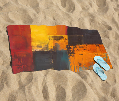 Golden Blocks Of Abstract Beach Towel