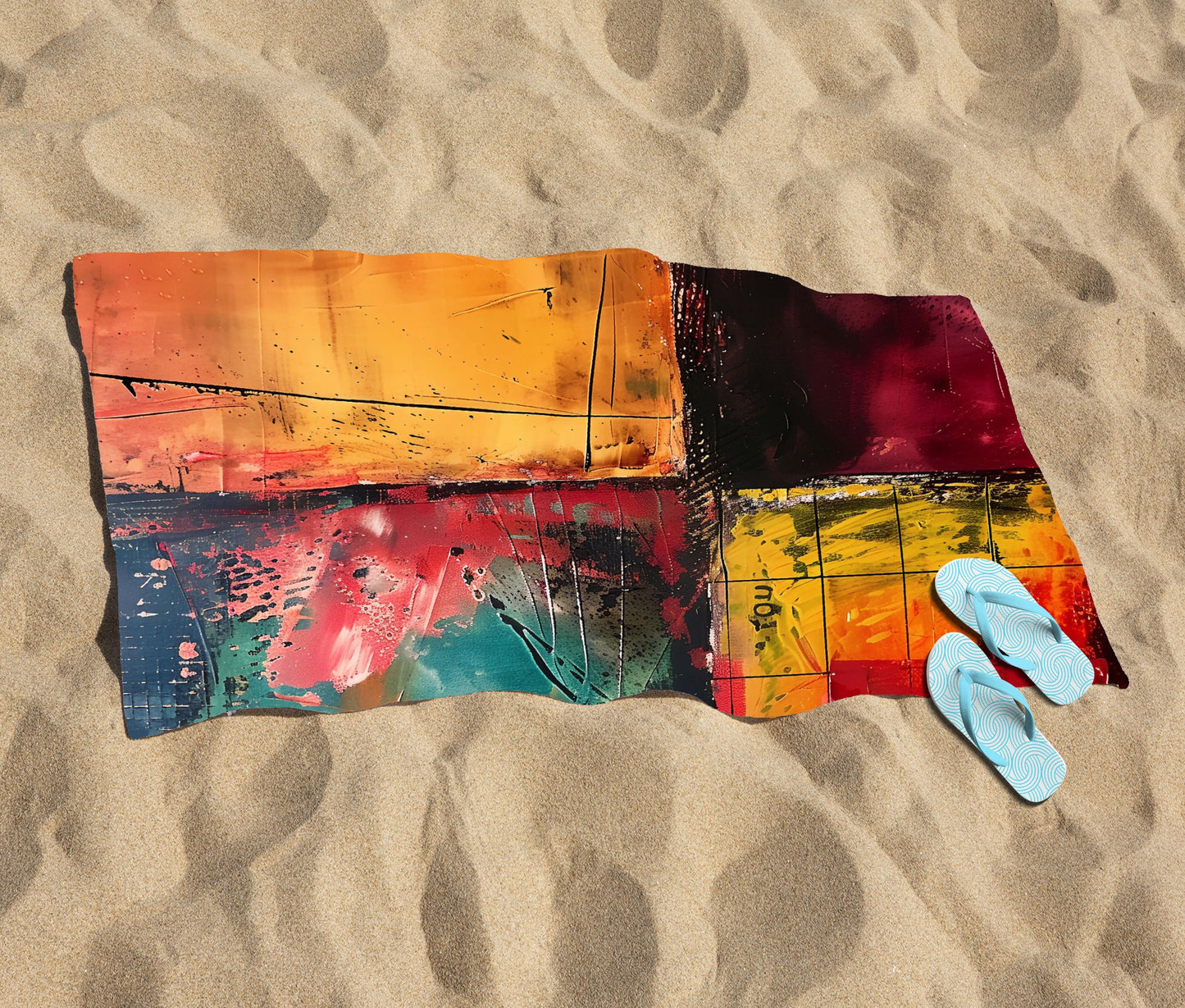 Quadrant Fusion: Colours In Conflict Beach Towel