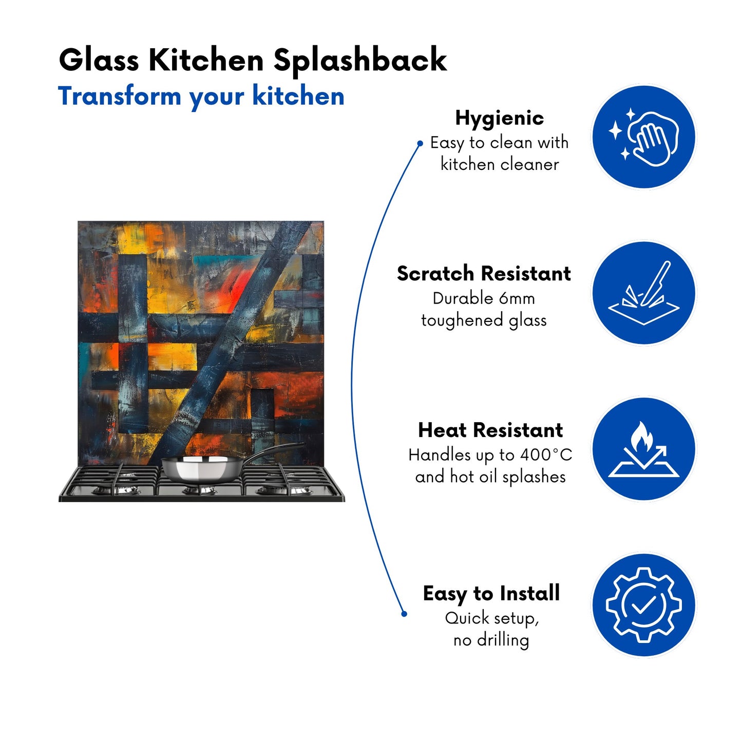 Geometric Interplay: Abstract Patterns Kitchen Splashback