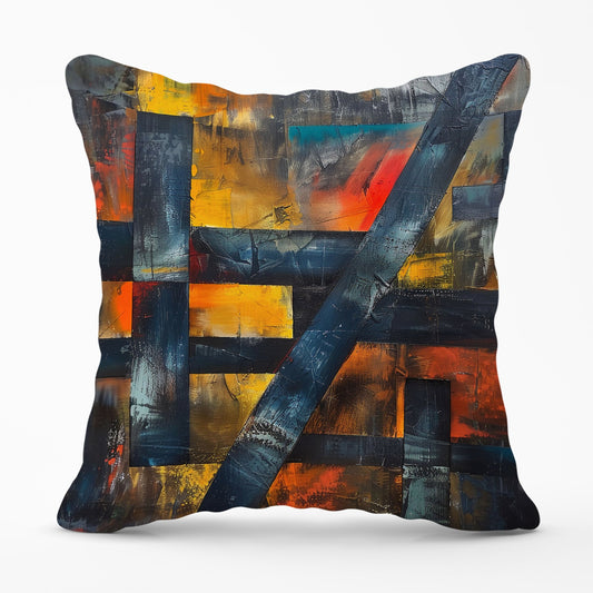 Geometric Interplay: Abstract Patterns Cushions