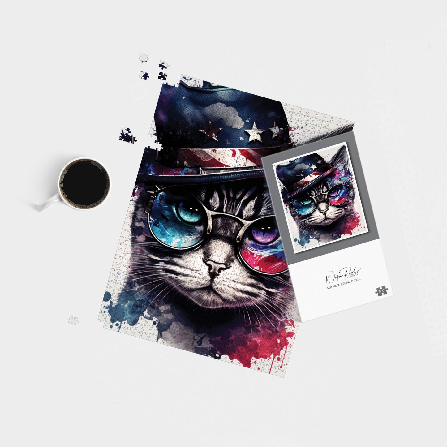 Splashart American Short Haired Cat Jigsaw Puzzle