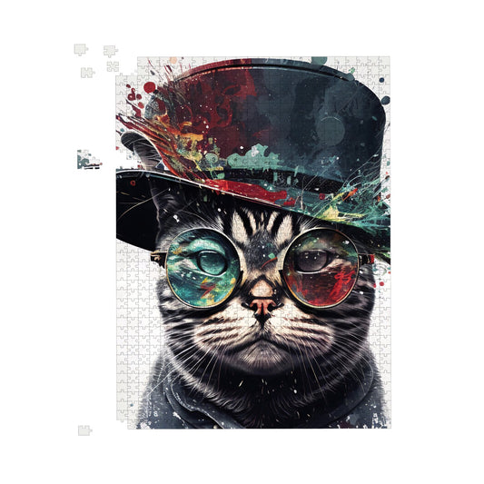 Splashart American Short Haired Cat In Hat Jigsaw Puzzle