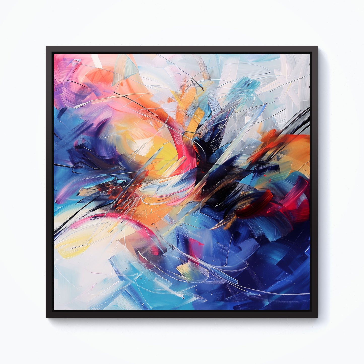 Serene Explosion: Calm Amidst Colours Framed Canvas