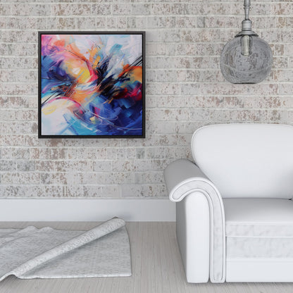 Serene Explosion: Calm Amidst Colours Framed Canvas