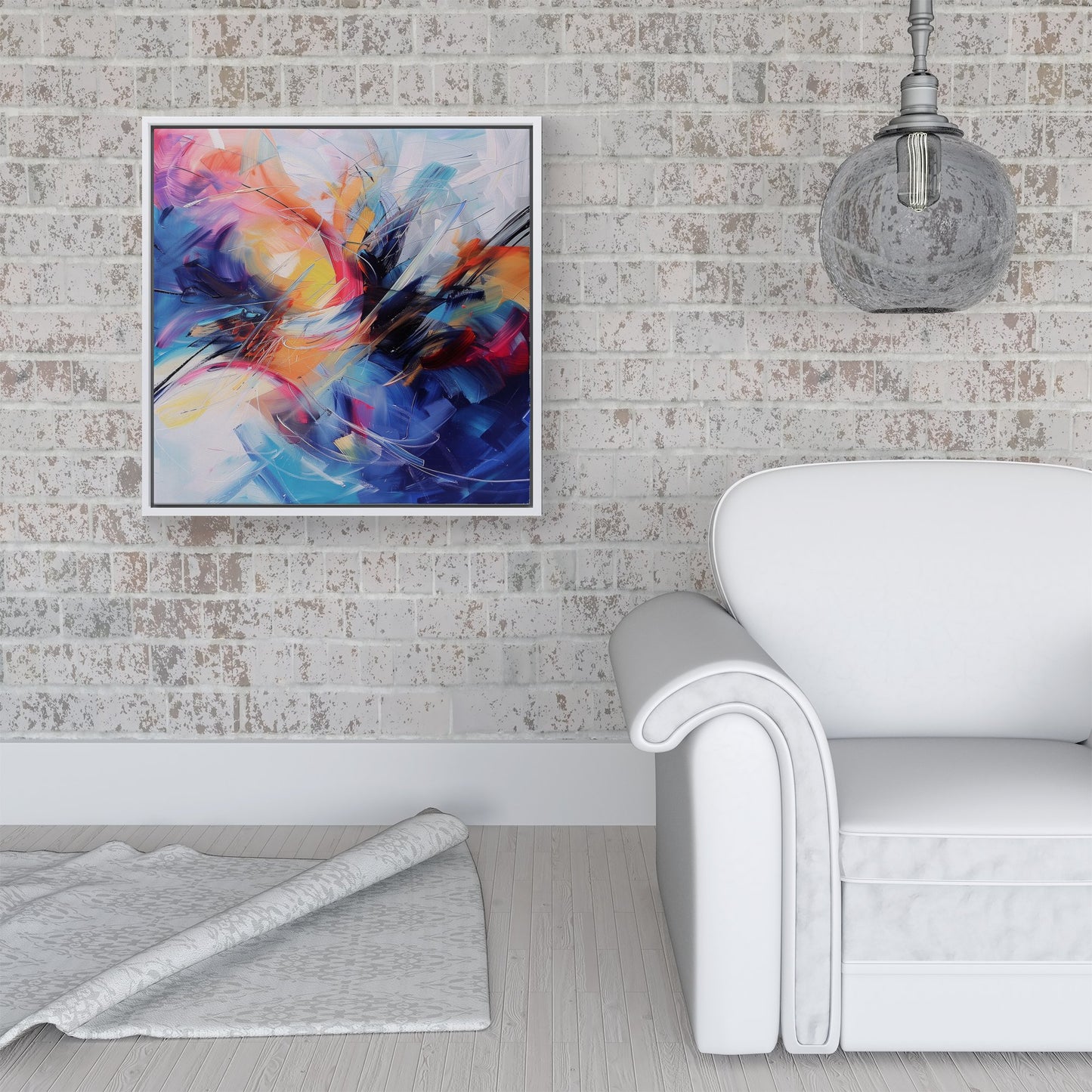 Serene Explosion: Calm Amidst Colours Framed Canvas