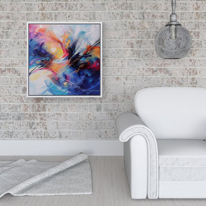Serene Explosion: Calm Amidst Colours Framed Canvas