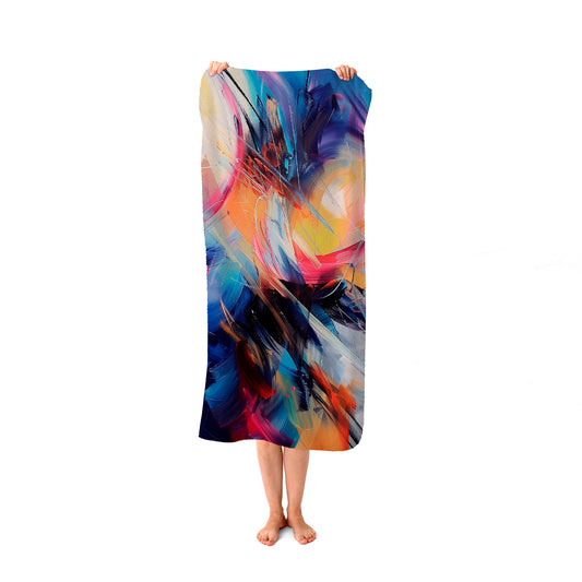 Serene Explosion: Calm Amidst Colours Beach Towel
