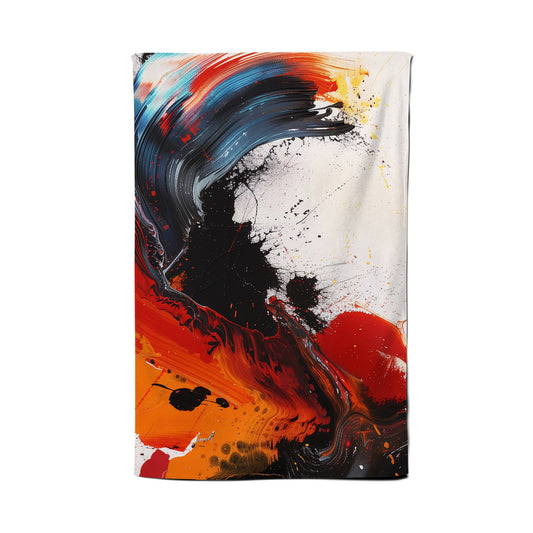 Fiery Waves: Abstract Motion Tea Towel