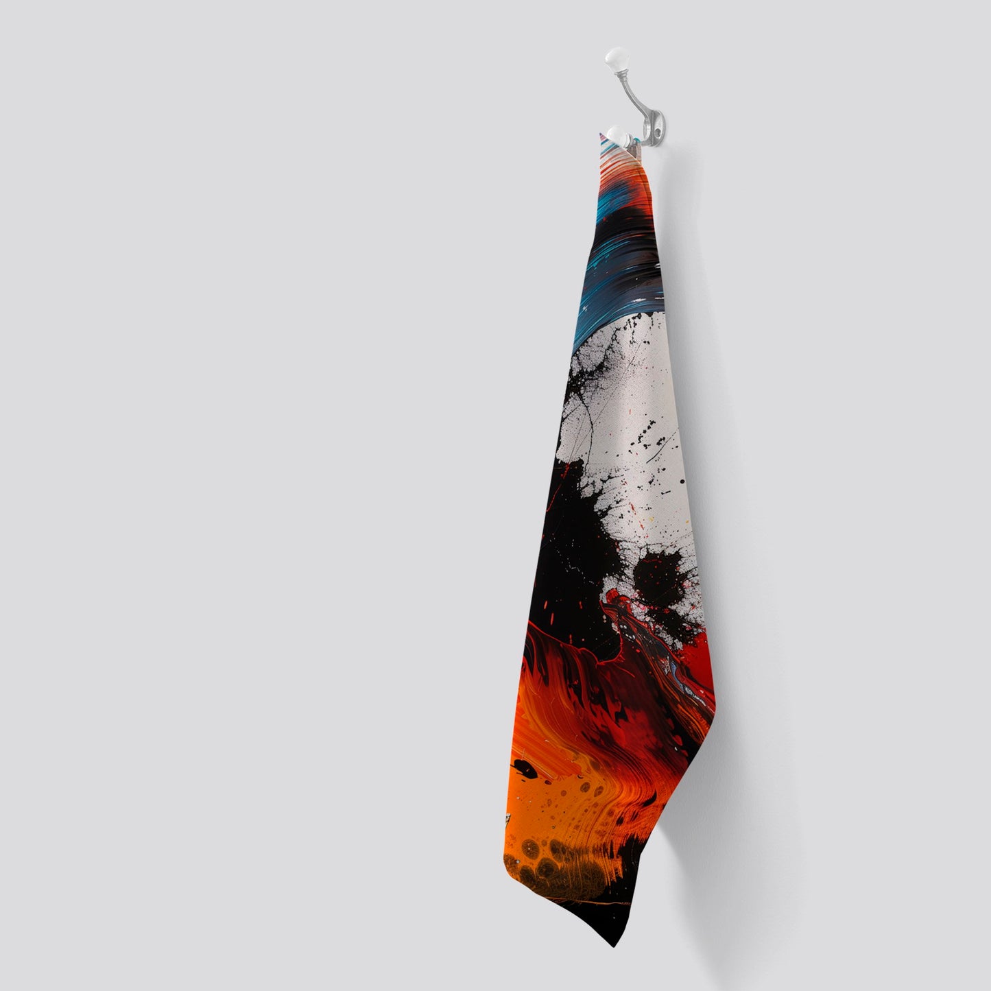 Fiery Waves: Abstract Motion Tea Towel