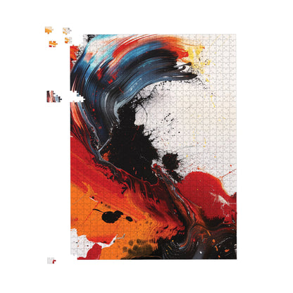Fiery Waves: Abstract Motion Jigsaw Puzzle
