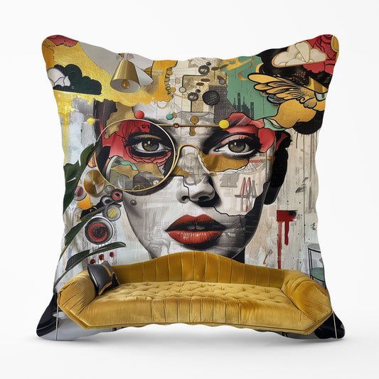 Abstract Face Behind Sofa Cushions