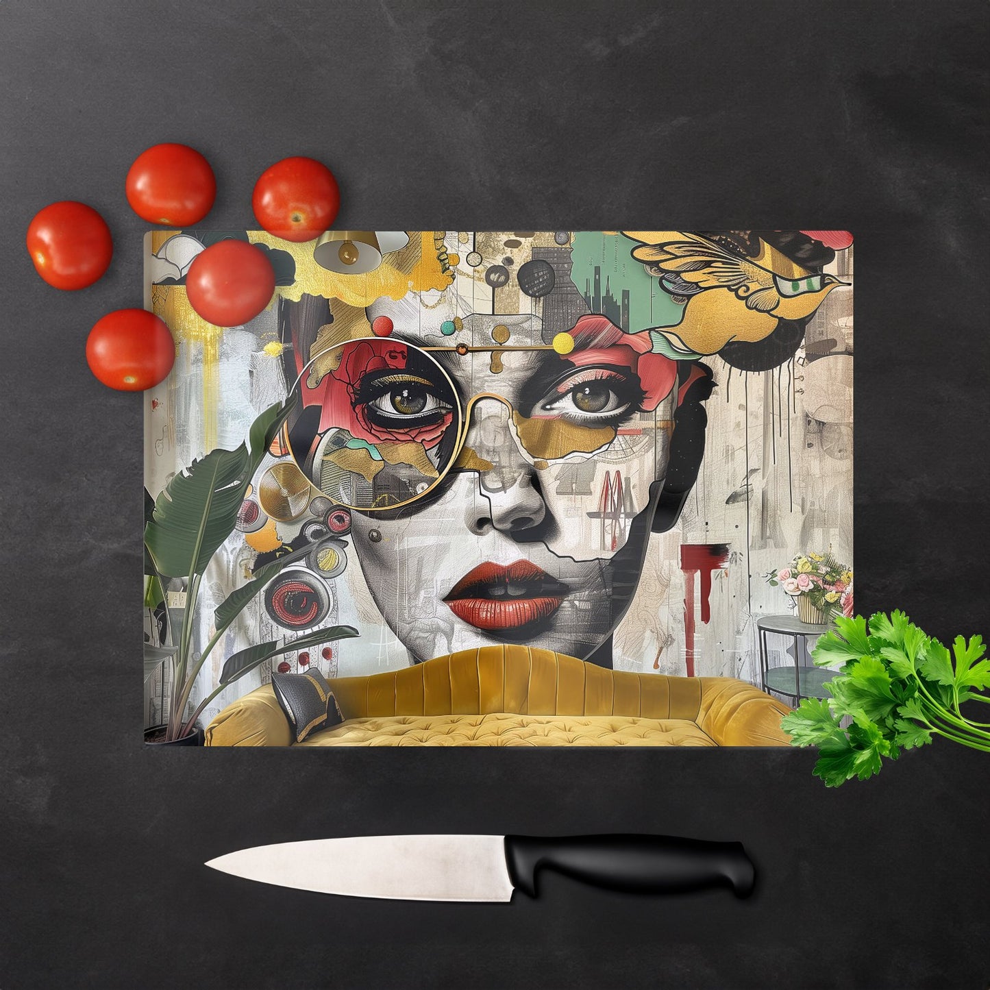 Abstract Face Behind Sofa Chopping Board