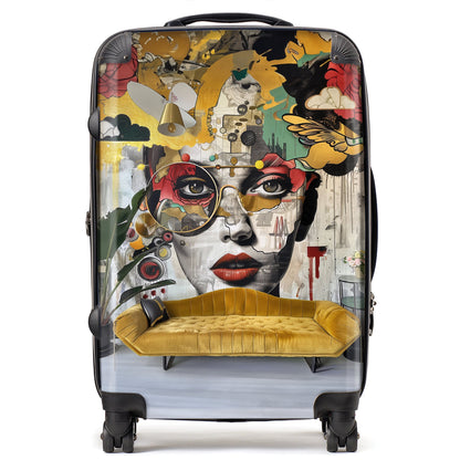 Abstract Face Behind Sofa Suitcase