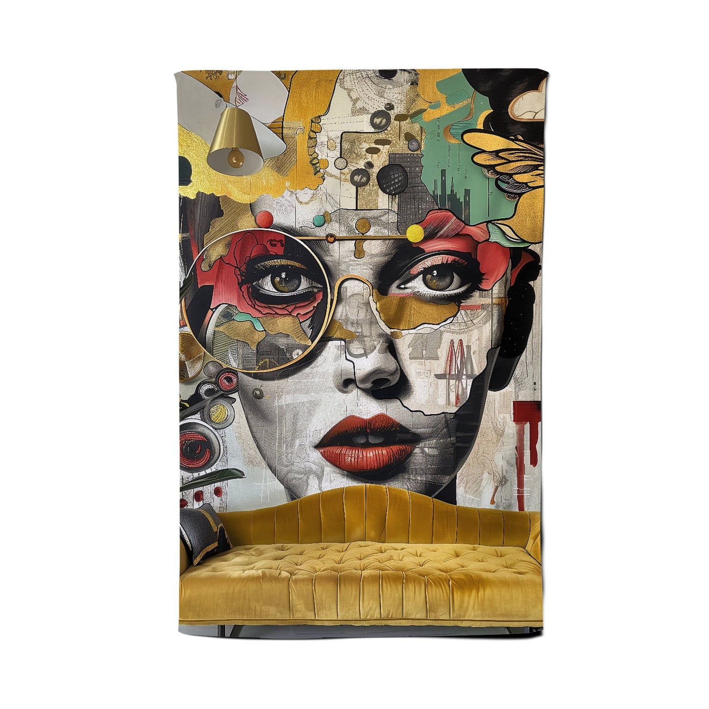 Abstract Face Behind Sofa Tea Towel