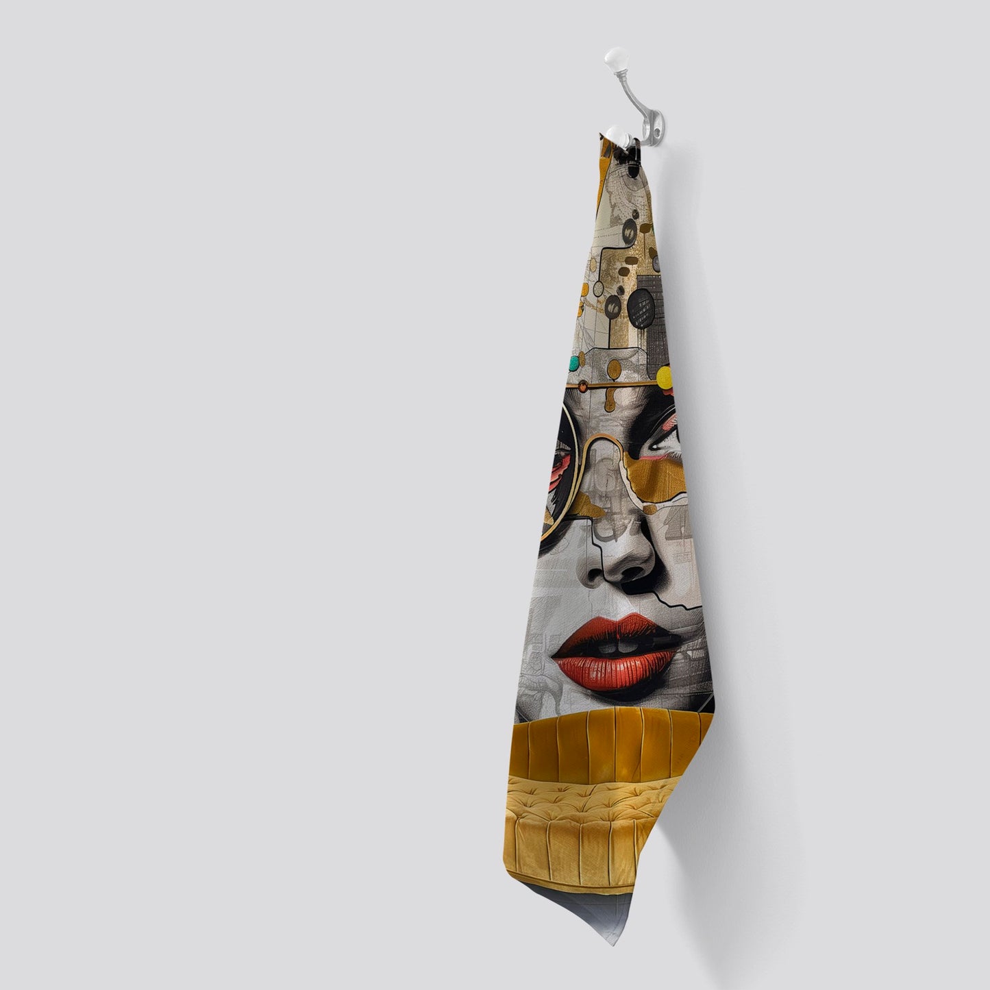 Abstract Face Behind Sofa Tea Towel