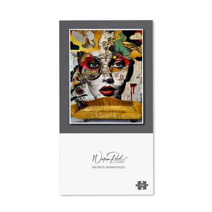 Abstract Face Behind Sofa Jigsaw Puzzle