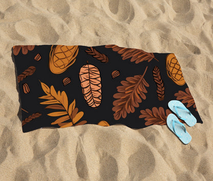 Autumn Leaves And Pinecones Beach Towel