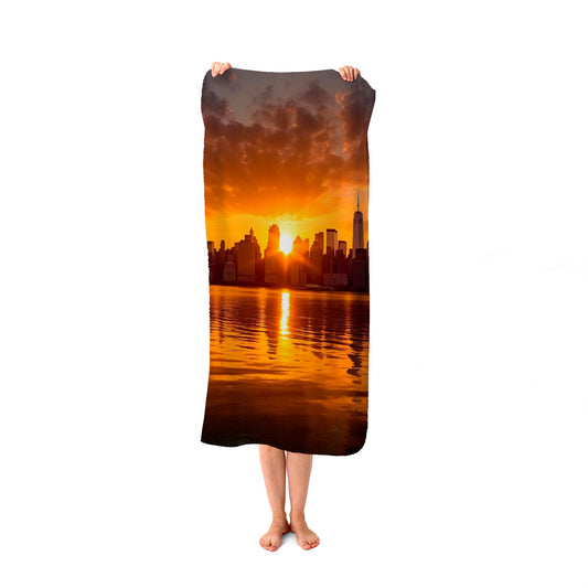 Sunrise In The City Beach Towel