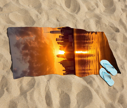 Sunrise In The City Beach Towel
