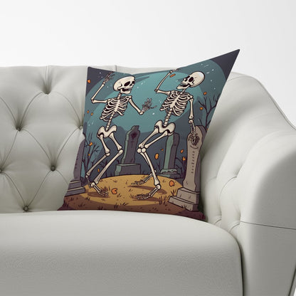Dancing Skeletons In A Graveyard Cushions