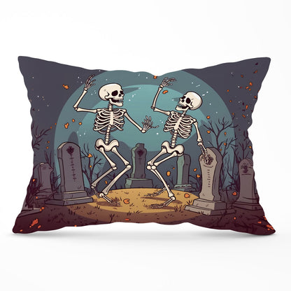 Dancing Skeletons In A Graveyard Cushions