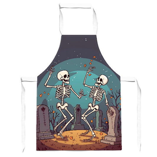 Dancing Skeletons In A Graveyard Apron