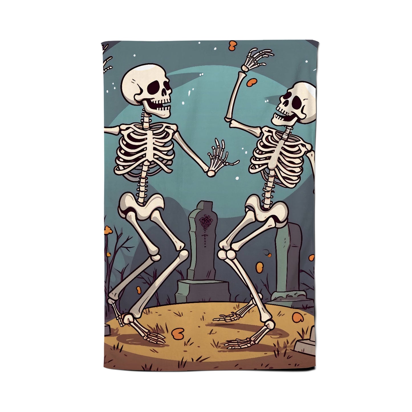 Dancing Skeletons In A Graveyard Tea Towel