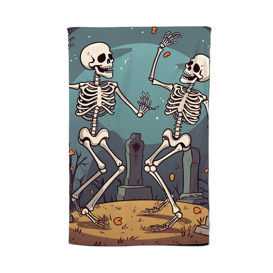 Dancing Skeletons In A Graveyard Tea Towel