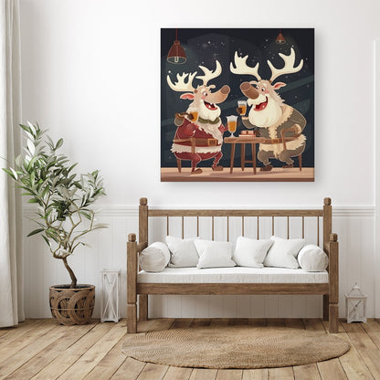 Reindeers Down The Pub Canvas