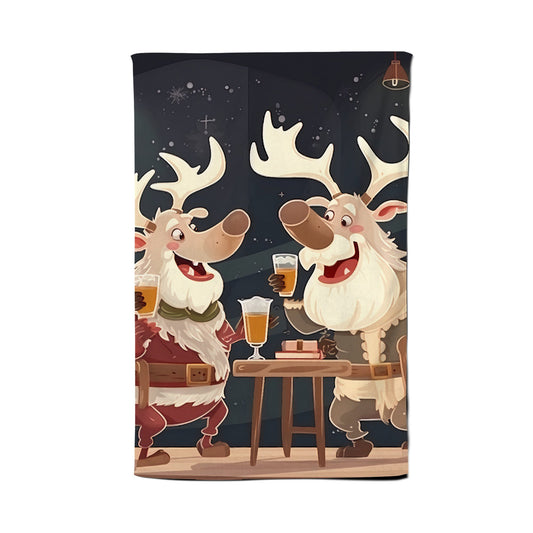 Reindeers Down The Pub Tea Towel