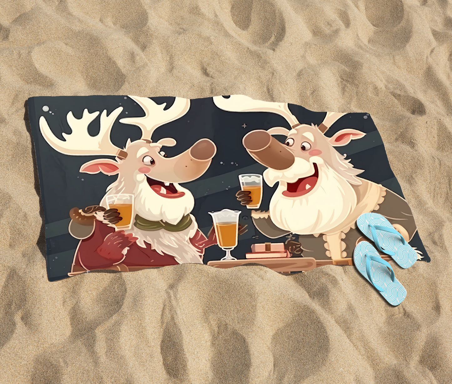 Reindeers Down The Pub Beach Towel