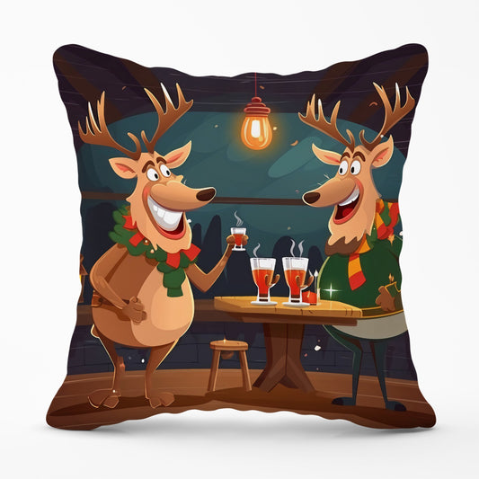 Reindeers Having A Beer Cushions