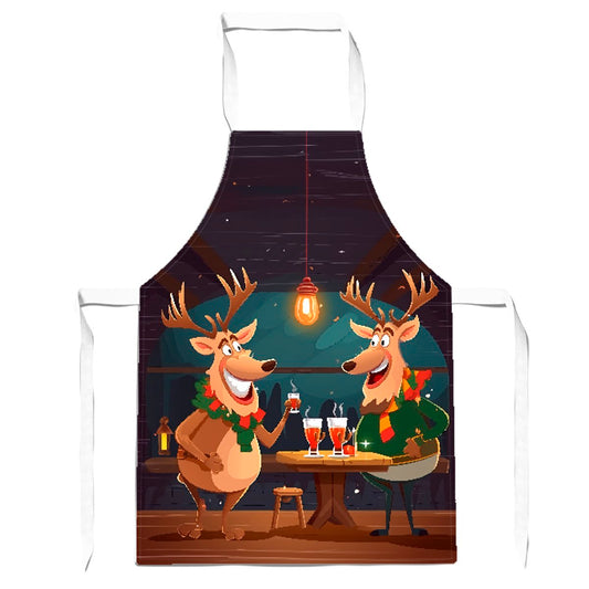 Reindeers Having A Beer Apron