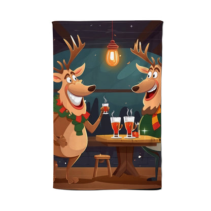 Reindeers Having A Beer Tea Towel