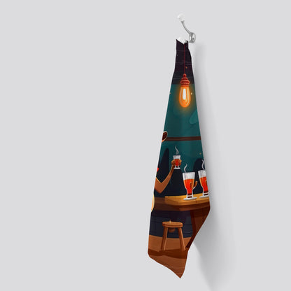 Reindeers Having A Beer Tea Towel